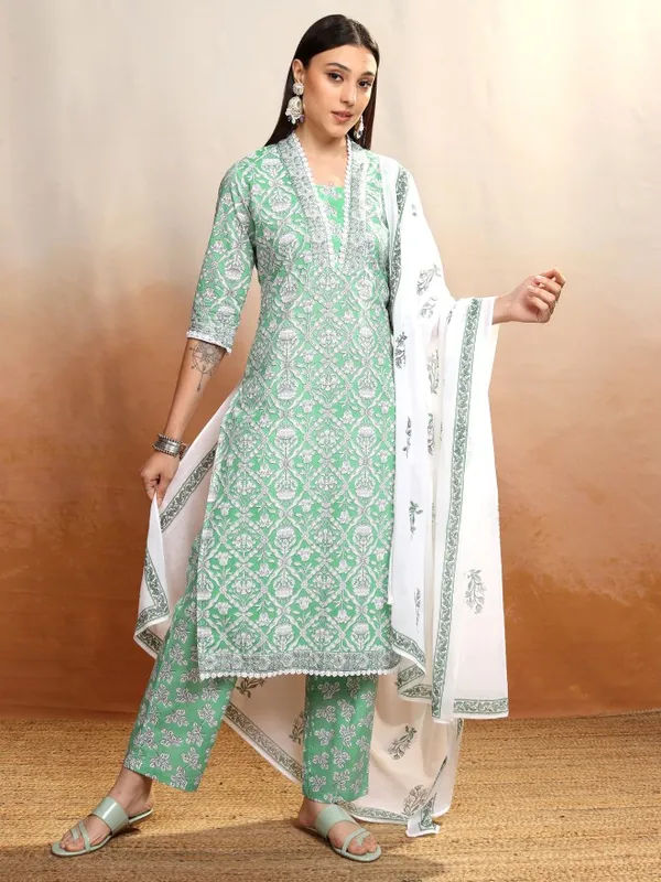 Vishudh Women White Kurta With Trousers And Dupatta