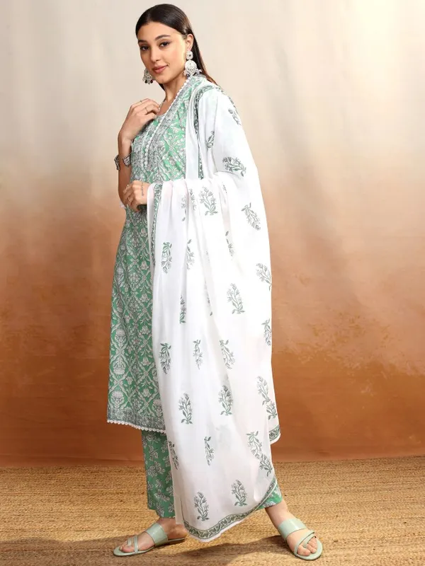 Vishudh Women White Kurta With Trousers And Dupatta