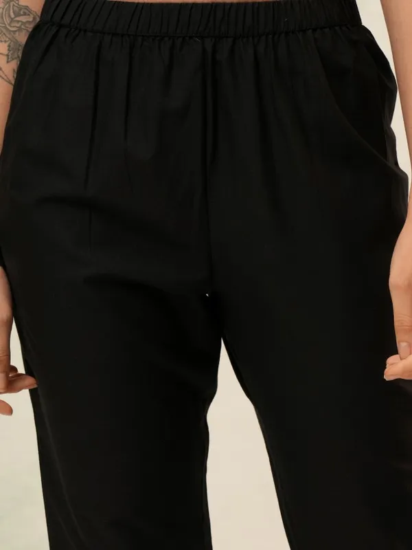 Vishudh Women Black Embroidered Kurta With Trousers And Dupatta