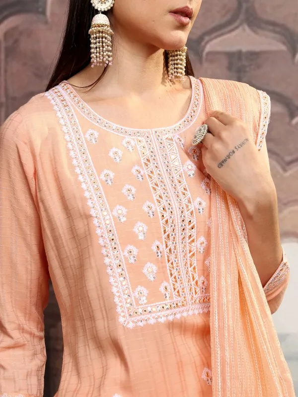Vishudh Women Orange Embroidered Kurta With Trousers