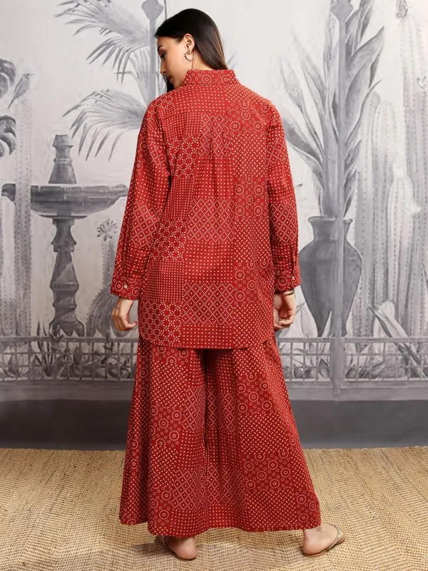 Vishudh Women Rust Shirt With Trousers Co-Ords