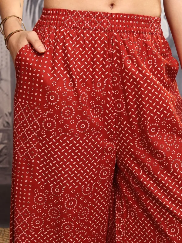 Vishudh Women Rust Shirt With Trousers Co-Ords