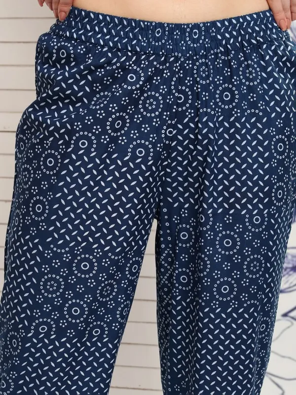 Vishudh Women Navy Blue Printed Kurta With Trousers And Dupatta