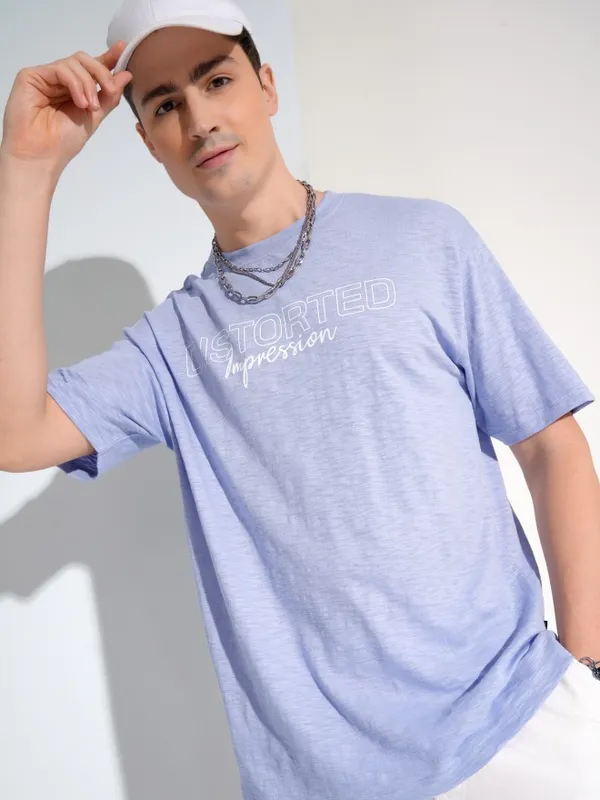 Highlander Men Lavender Printed Round Neck T-Shirt