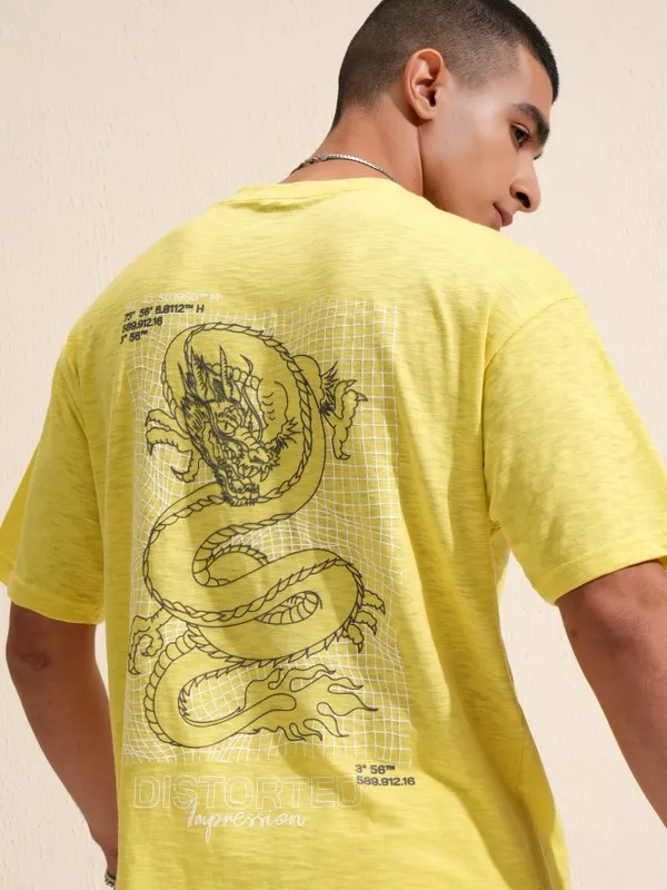 Highlander Men Lime Green Printed Round Neck Relaxed Fit T-Shirt