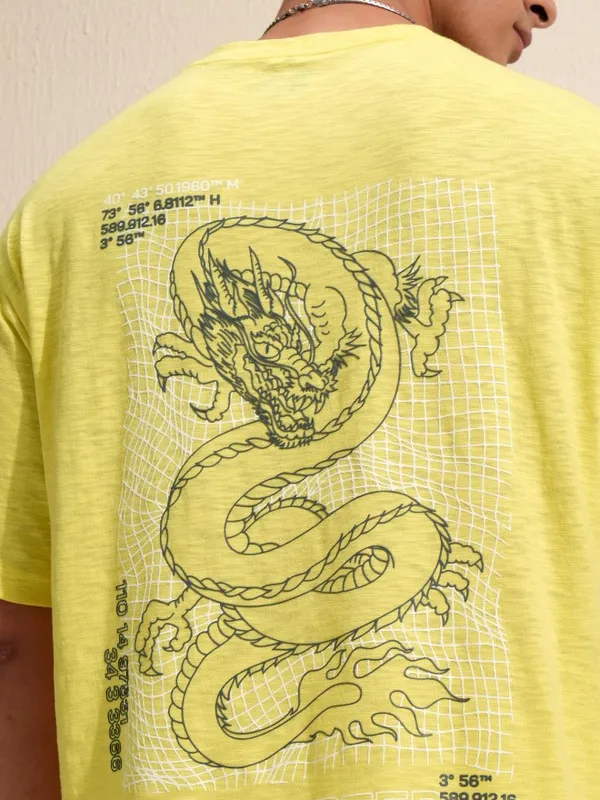 Highlander Men Lime Green Printed Round Neck Relaxed Fit T-Shirt