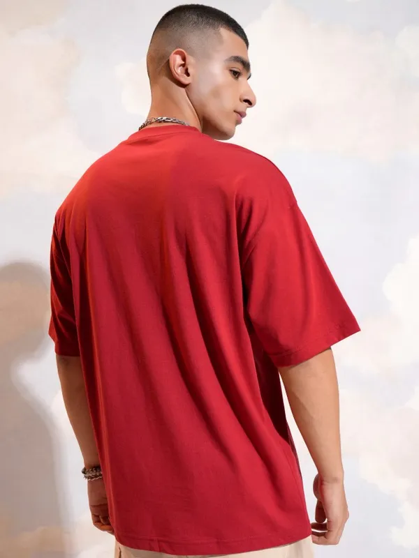 Highlander Men Red Printed Round Neck T-Shirt