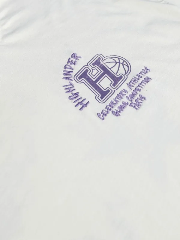 Highlander Men Off White Printed Round Neck Oversized Fit T-Shirt