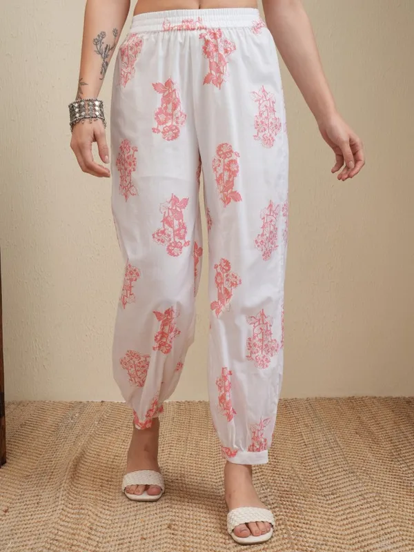 Vishudh Women White Printed Kurta With Trousers And Dupatta
