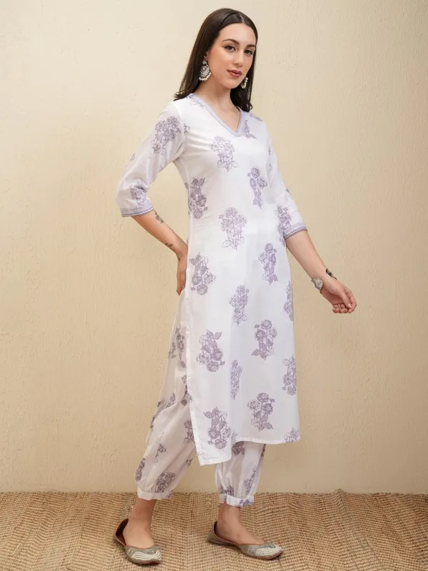 Vishudh Women White Embroidered Kurta With Trousers And Dupatta