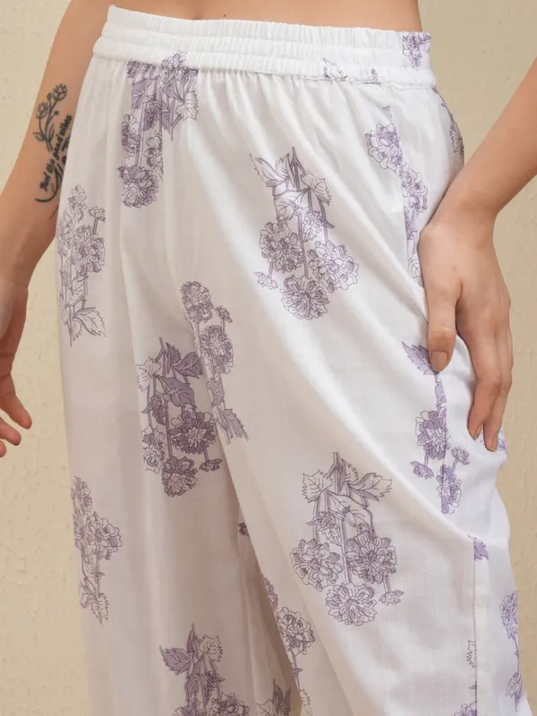 Vishudh Women White Embroidered Kurta With Trousers And Dupatta