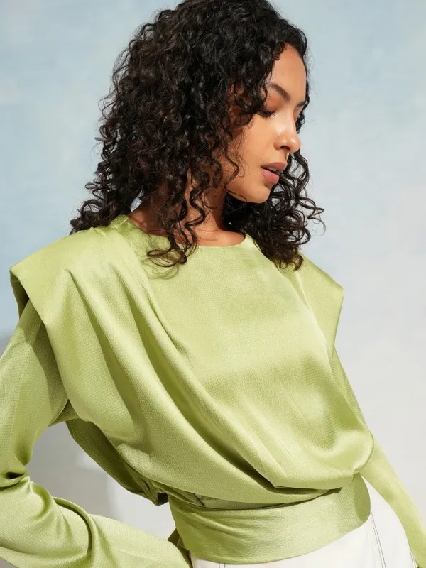 Tokyo Talkies Women Green Solid Regular Top