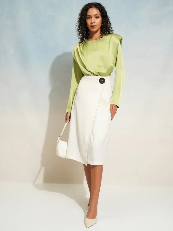 Tokyo Talkies Women Green Solid Regular Top