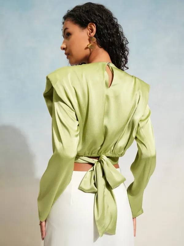 Tokyo Talkies Women Green Solid Regular Top