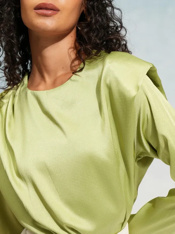 Tokyo Talkies Women Green Solid Regular Top