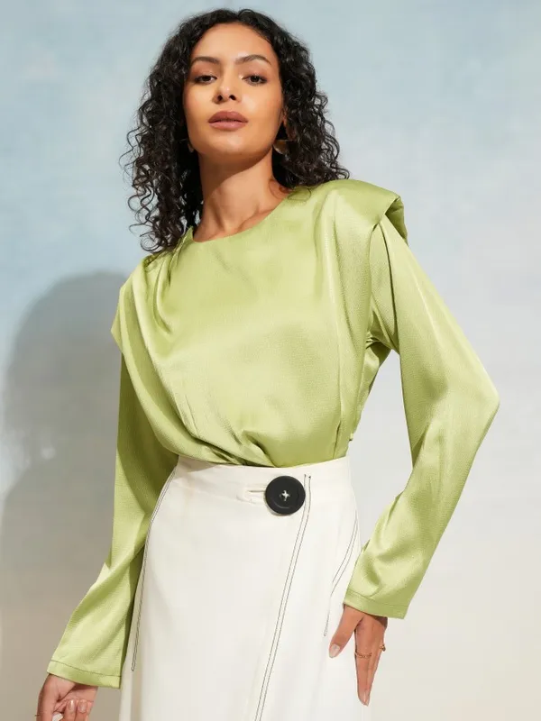 Tokyo Talkies Women Green Solid Regular Top
