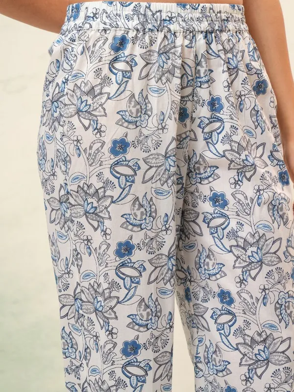 Vishudh Women White Printed Kurta With Trousers And Dupatta