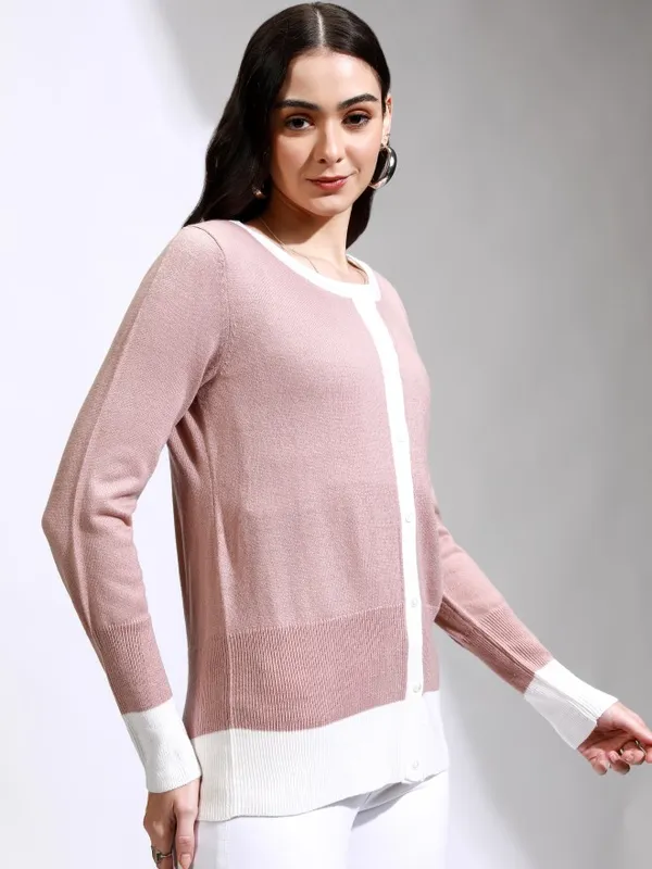 Tokyo Talkies Women Pink Round Neck Sweater