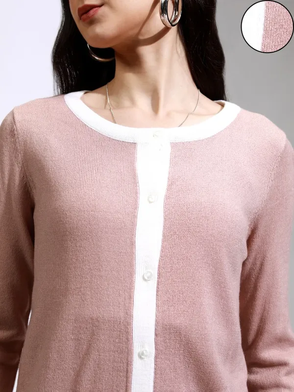 Tokyo Talkies Women Pink Round Neck Sweater