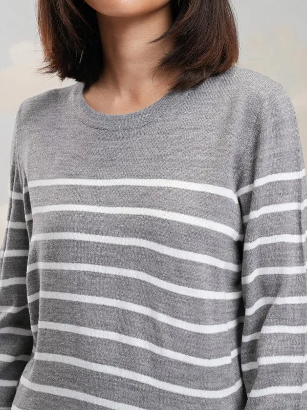 Tokyo Talkies Women Grey Round Neck Sweater
