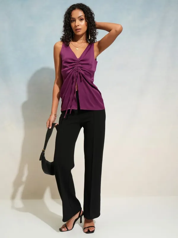 Solid Shirt Style Top