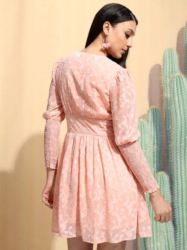 Tokyo Talkies Women Dusty Pink Fit and Flare Dress