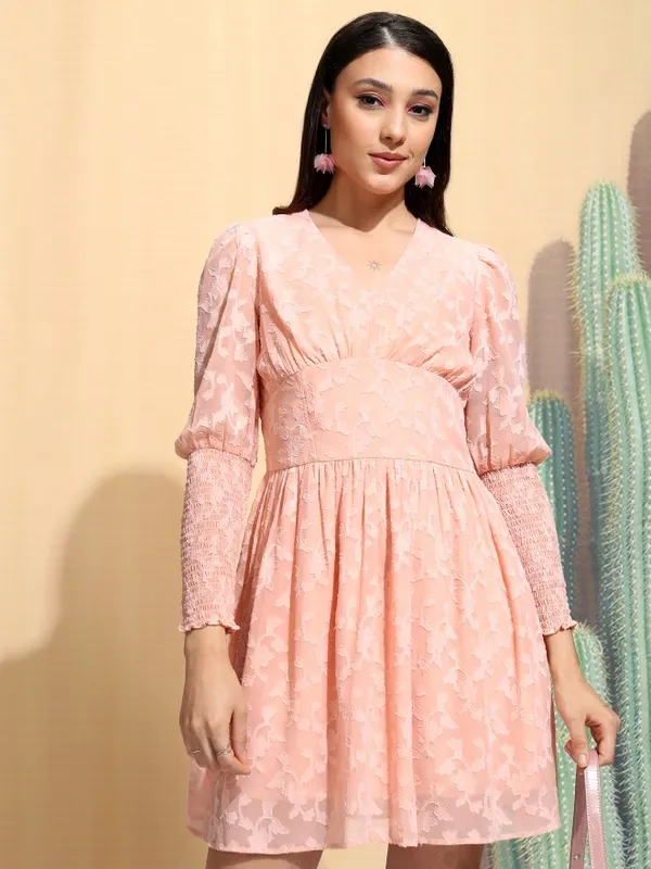 Tokyo Talkies Women Dusty Pink Fit and Flare Dress