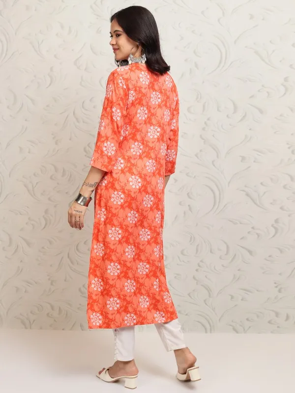 Vishudh Women Peach Printed A-Line Kurta