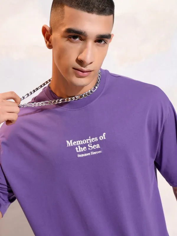 Highlander Men Purple Printed Round Neck T-Shirt