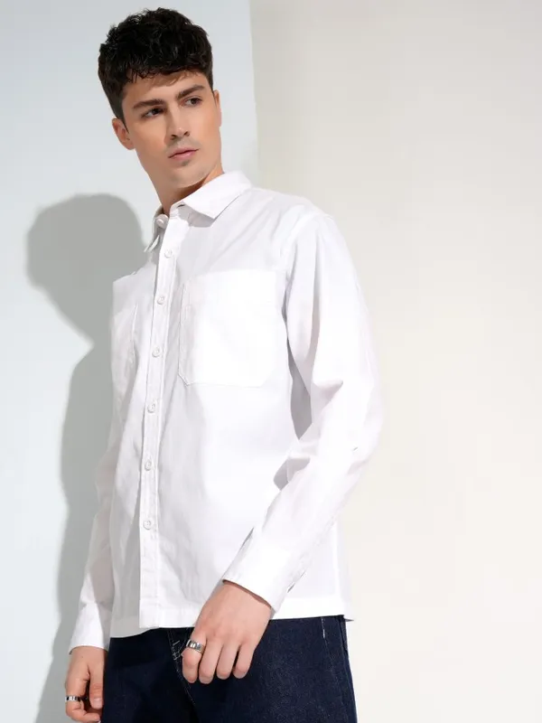 Ketch Men White Printed Relaxed Fit Casual Shirt