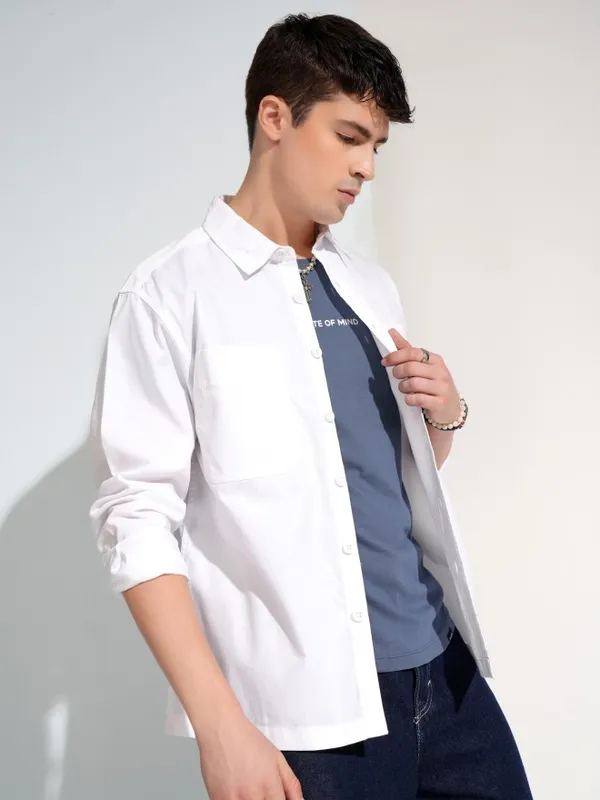 Ketch Men White Printed Relaxed Fit Casual Shirt