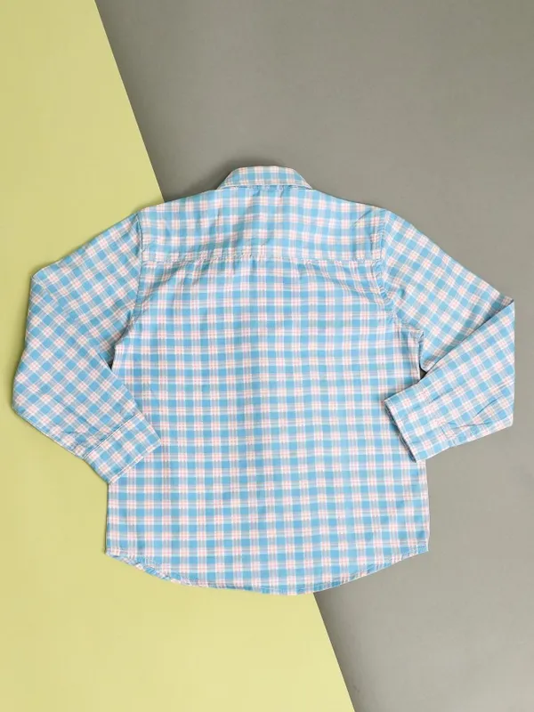Hoop Boys Blue Checked Regular Fit Casual Shirt