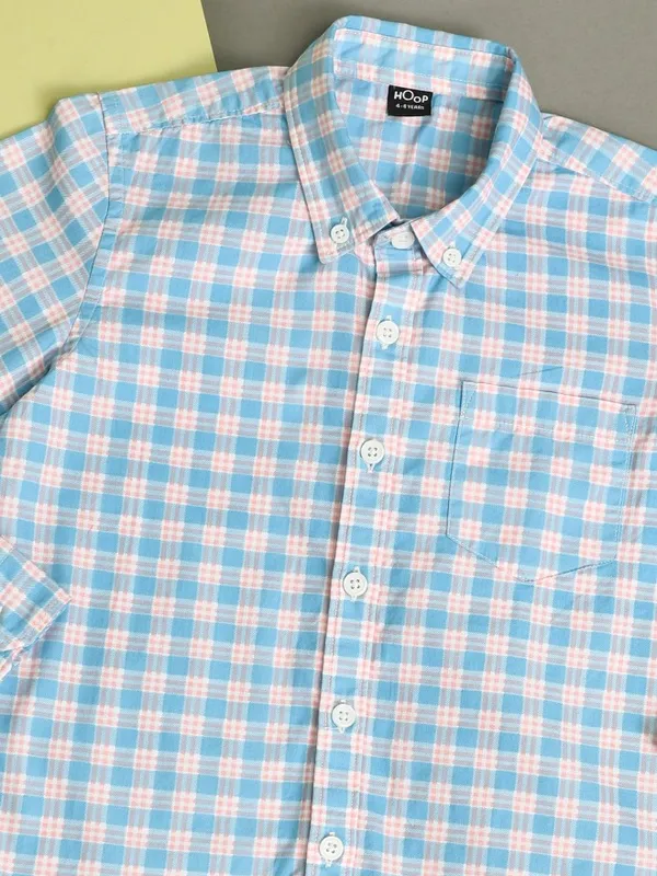 Hoop Boys Blue Checked Regular Fit Casual Shirt