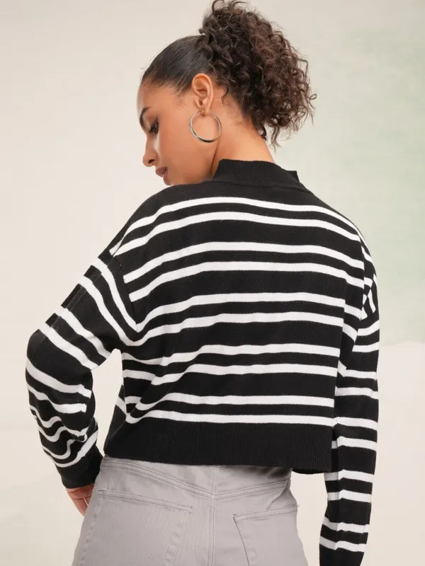 Tokyo Talkies Women Black High Neck Sweater
