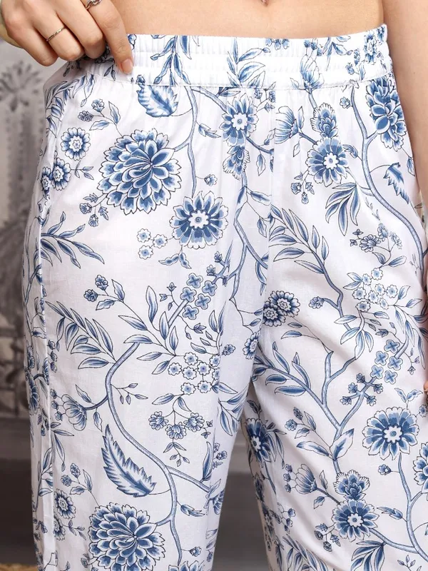 Vishudh Women White Tunic With Trousers Co-Ords