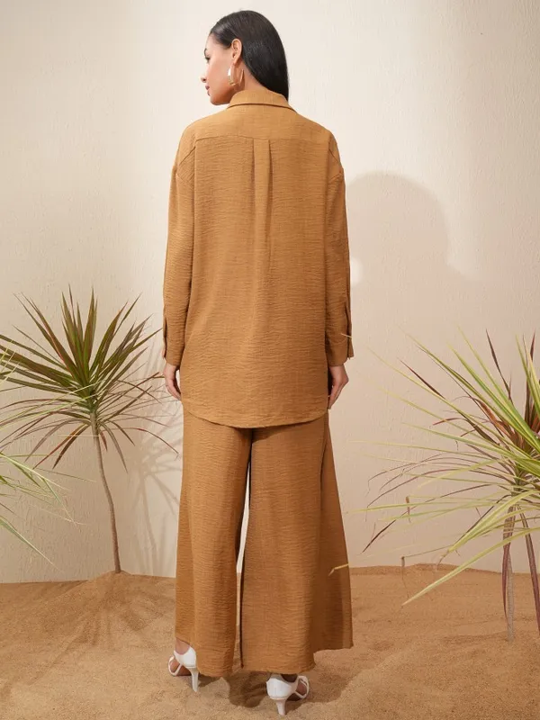 Vishudh Women Mustard Shirt With Trousers Co-Ords