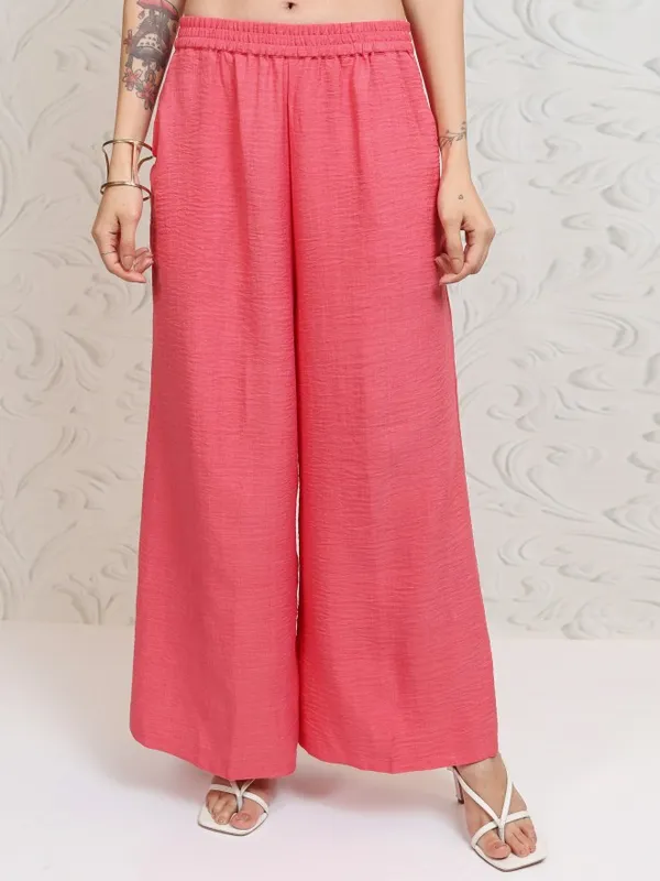 Tokyo Talkies Women Coral Shirt With Trousers Co-Ords