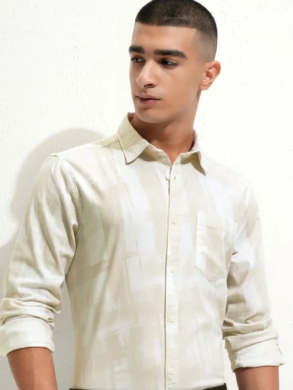 Highlander Men Beige Regular Fit Casual Shirt