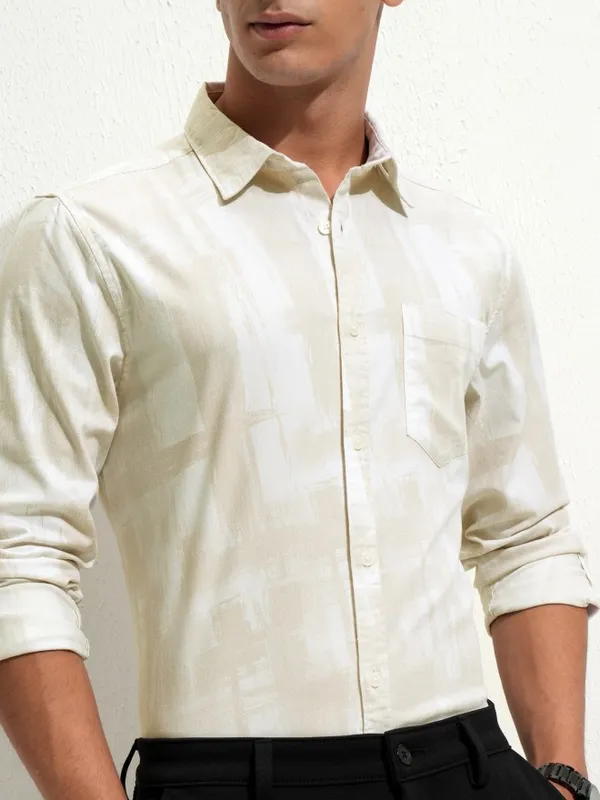 Highlander Men Beige Regular Fit Casual Shirt