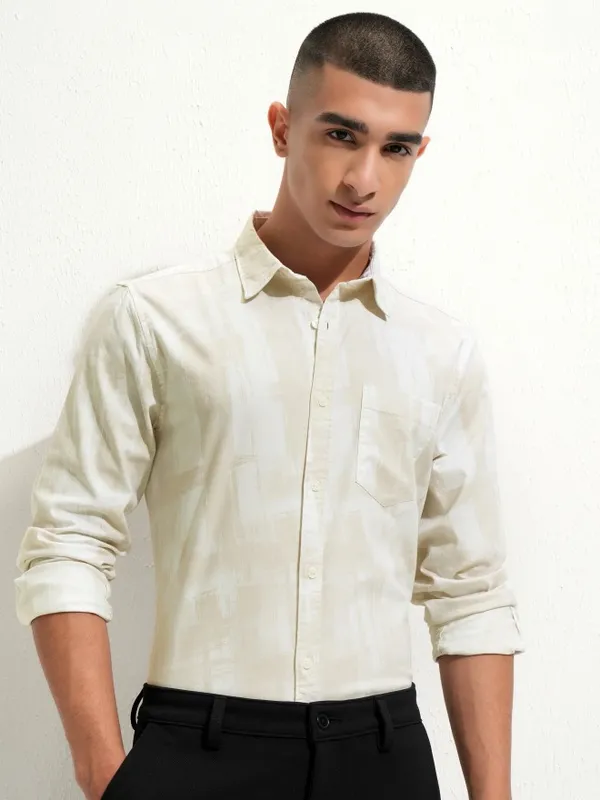 Highlander Men Beige Regular Fit Casual Shirt