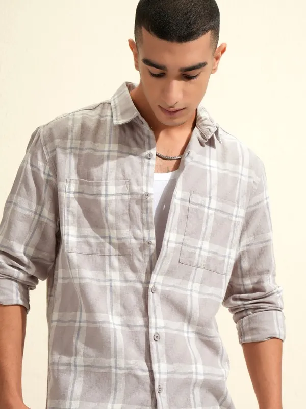 Highlander Men Tan Relaxed Fit Casual Shirt