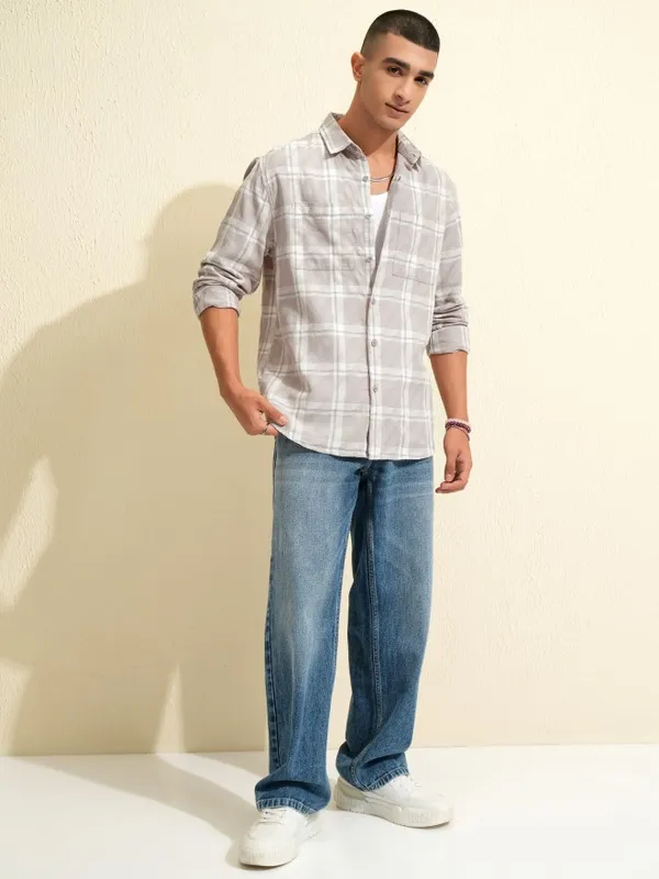 Highlander Men Tan Relaxed Fit Casual Shirt