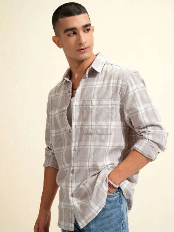 Highlander Men Tan Relaxed Fit Casual Shirt