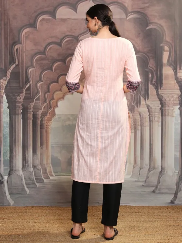 Vishudh Women Pink Embroidered Straight Kurta