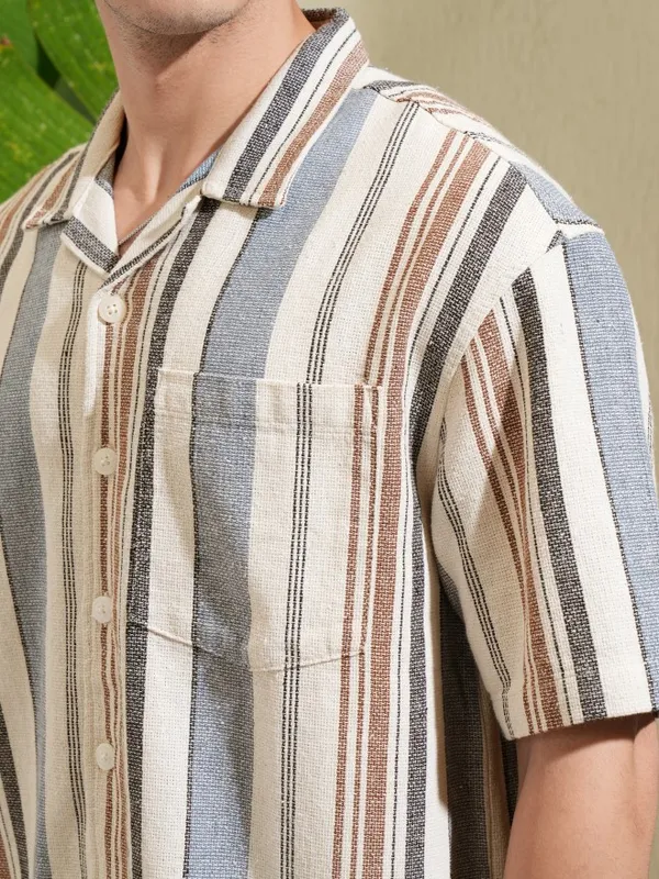 Highlander Men Multi Striped Oversized Fit Casual Shirt