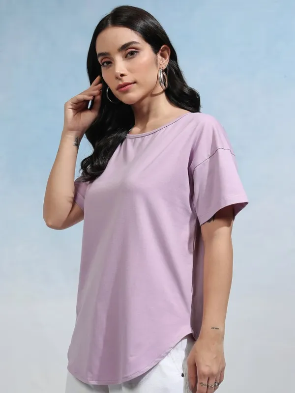 Tokyo Talkies Women Solid Round Neck T-Shirt