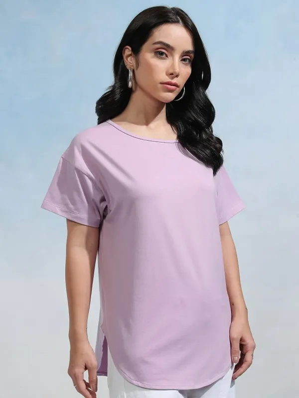 Tokyo Talkies Women Solid Round Neck T-Shirt