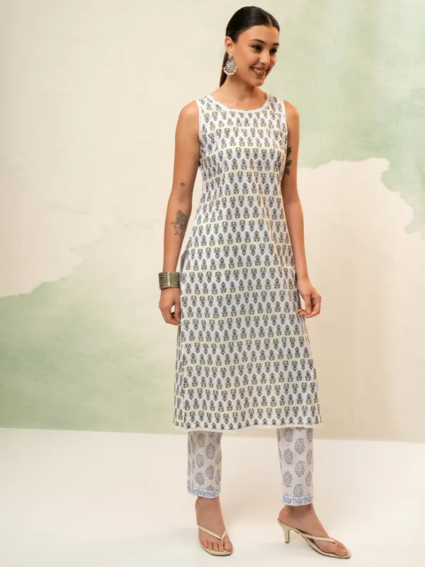 Vishudh Women White Kurta With Trousers And Dupatta