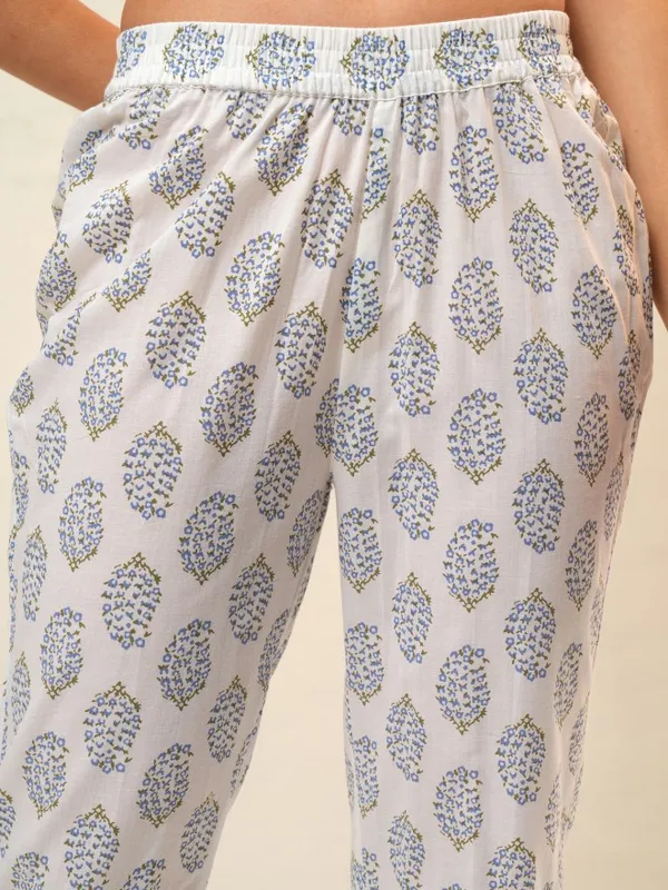Vishudh Women White Kurta With Trousers And Dupatta