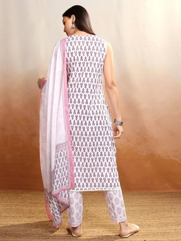 Vishudh Women White Kurta With Trousers And Dupatta